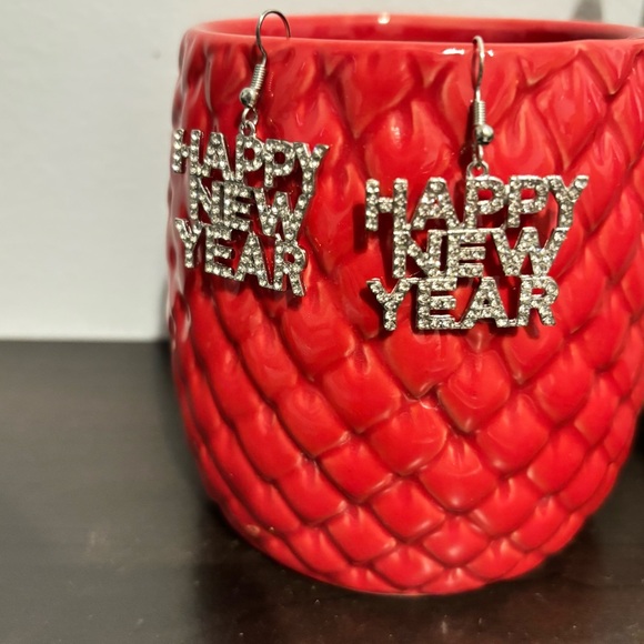 New Happy New Year Rhinestone Earrings - Picture 2 of 4